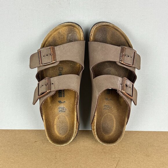 Birkenstock Arizona Two Strap Leather Sandals Kids 2 Brown Slide Casual Comfort - Picture 5 of 9